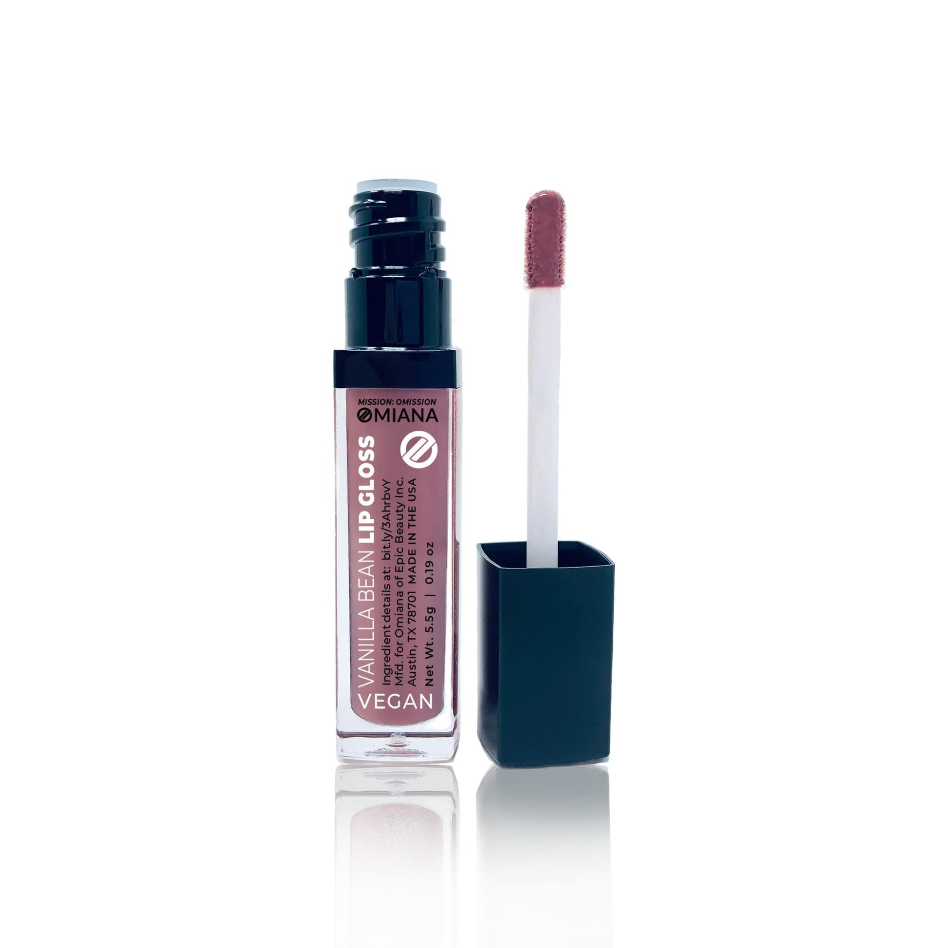 Omiana Natural Cosmetics Lipgloss Rose Creme Brulee Vegan Vanilla Bean Lip Gloss - Paraben-Free, Carmine-Free, Mica-Free Options